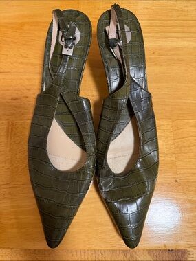 Vintage Donna Lawrence Croc-Embossed Slingbacks
